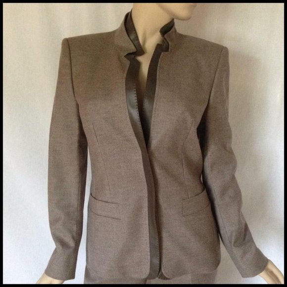 Women ESCADA Suit Wool Cashmere PANTSUIT Flare Bell Pants TAUPE EU 38 USA 8 10 - Picture 10 of 16